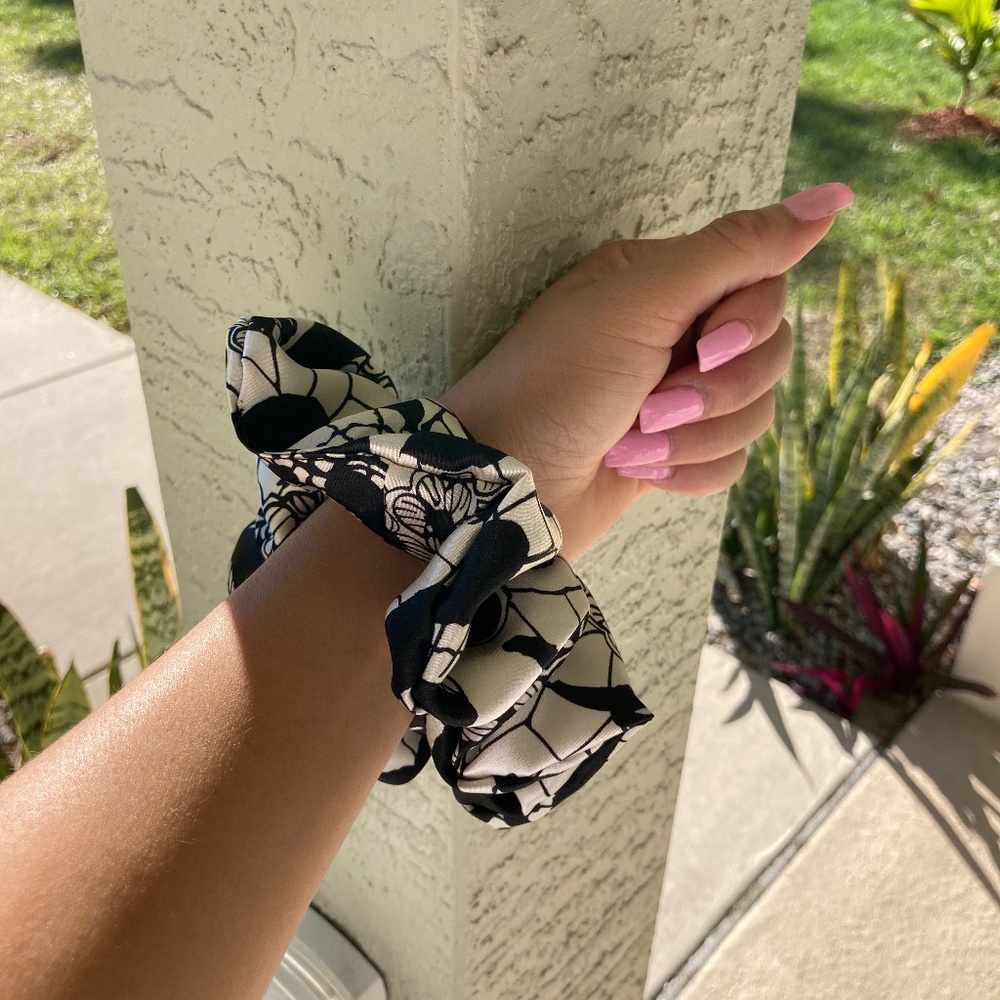 3 Satin Handmade Floral Scrunchies